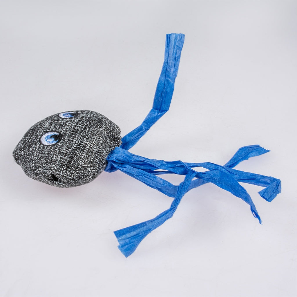 Duvo+ Eco Navy Catnip Jellyfish Toy – 15.5cm Blue/Grey
