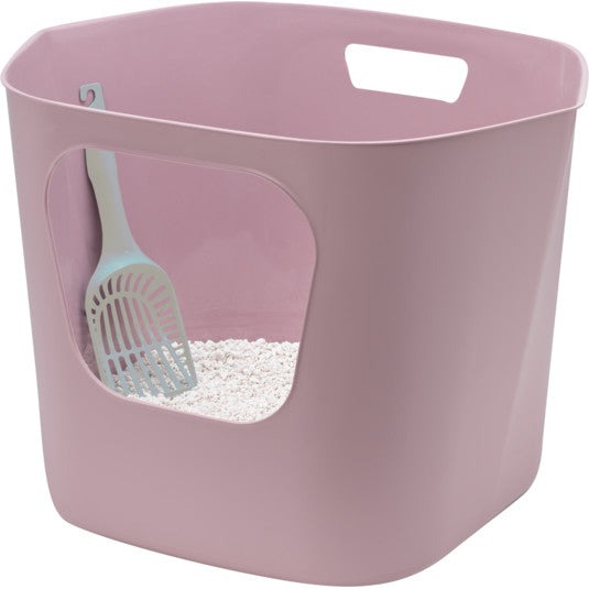 Moderna Lotus Cat Litter Box – Soft Lila – 54.4 x 43.9 x 40.5 cm – Hooded Cat Toilet with Flap Door