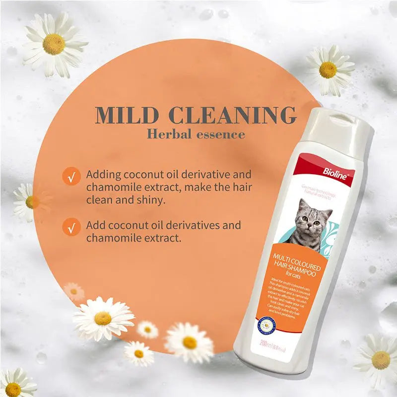 Bioline Multi-Coloured Hair Shampoo for Cats 200ml Color Enhancing Shampoo