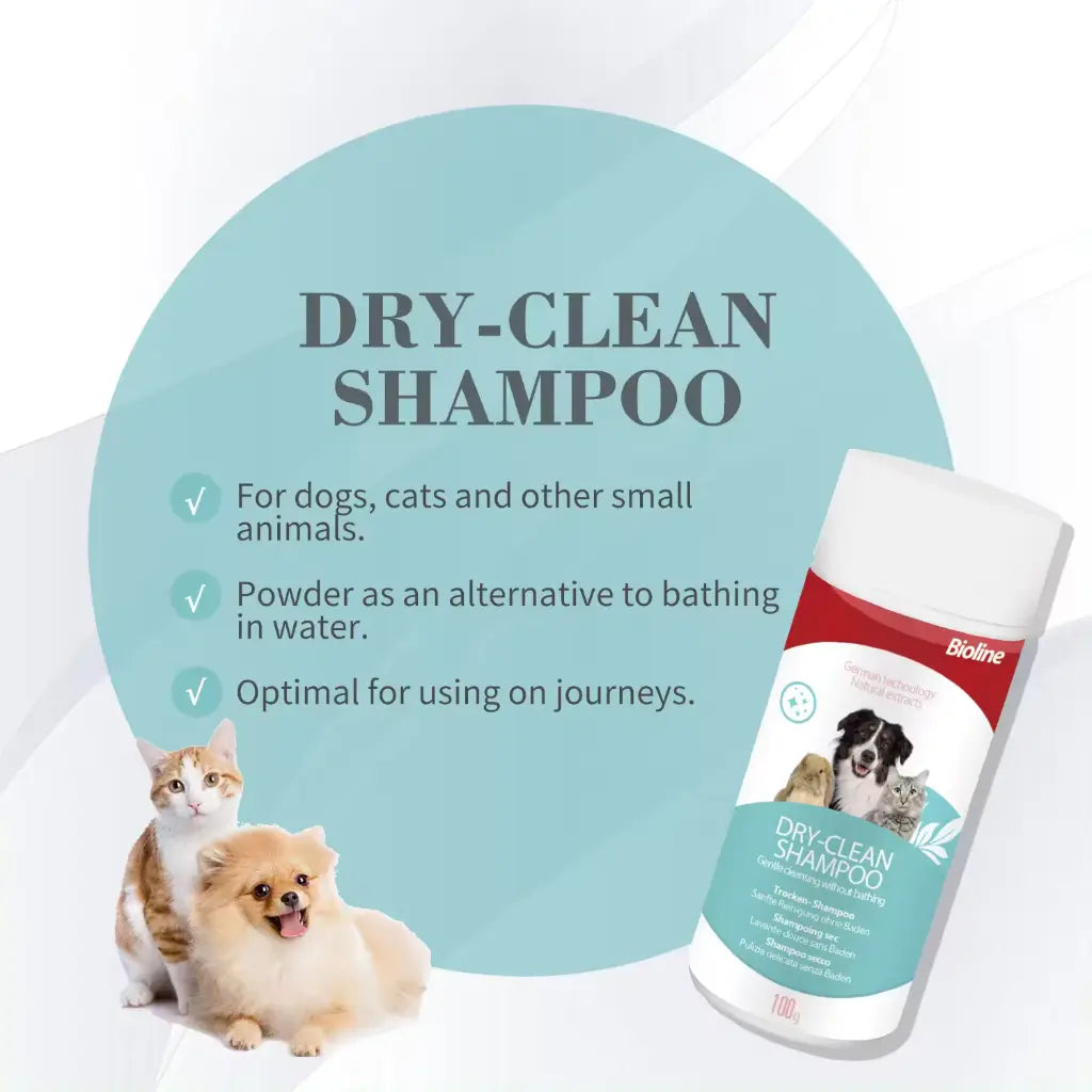 Bioline Dry Clean Shampoo 100g No-Rinse Pet Shampoo for Clean Fur