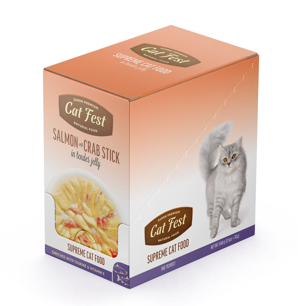 Cat Fest Salmon & Crab Stick in Jelly – 70g Tender Cat Meal