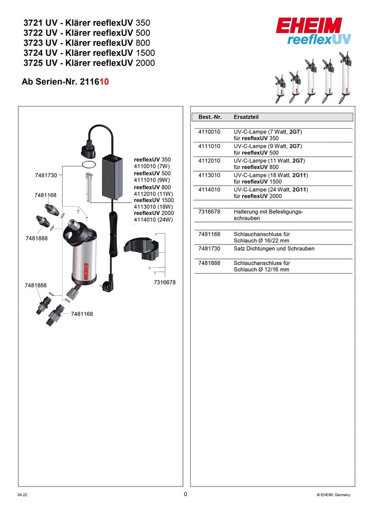 Eheim ReeflexUV 350 – UV Steriliser for Aquariums