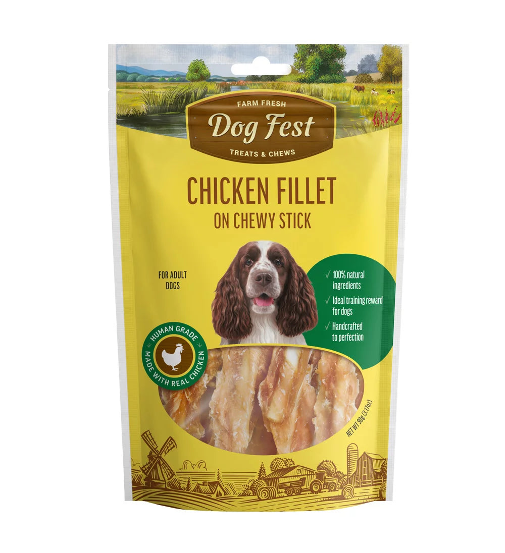 Dog Fest Chicken Fillet on a Chewy Stick for Adult Dogs - 90g (3.17 oz)