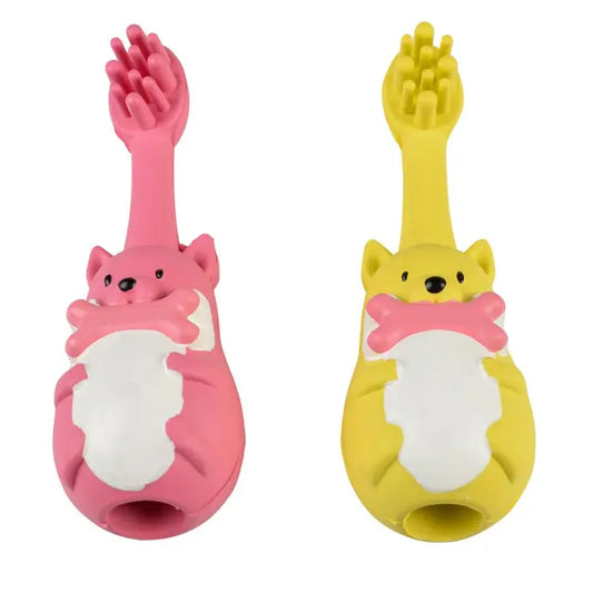 Duvo+ Rubber Toothbrush Animal Dog Toy – 4x4x11cm, Mixed Colours