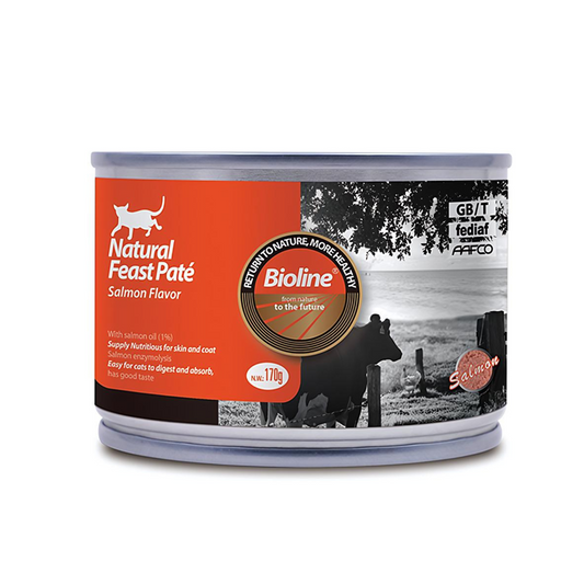 Bioline Natural Feast Pate Cat Can Salmon Recipe 170g Premium Wet Food