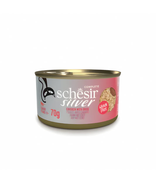 Schesir Silver Senior Cat Mousse & Fillets Chicken & Duck 70G