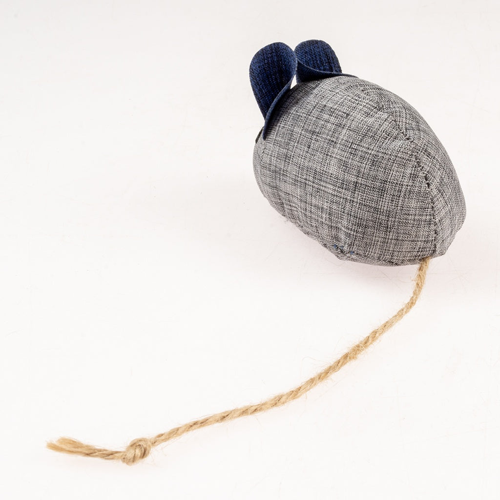 Duvo+ Eco Navy Catnip Mouse Toy – 8.5cm Blue/Grey