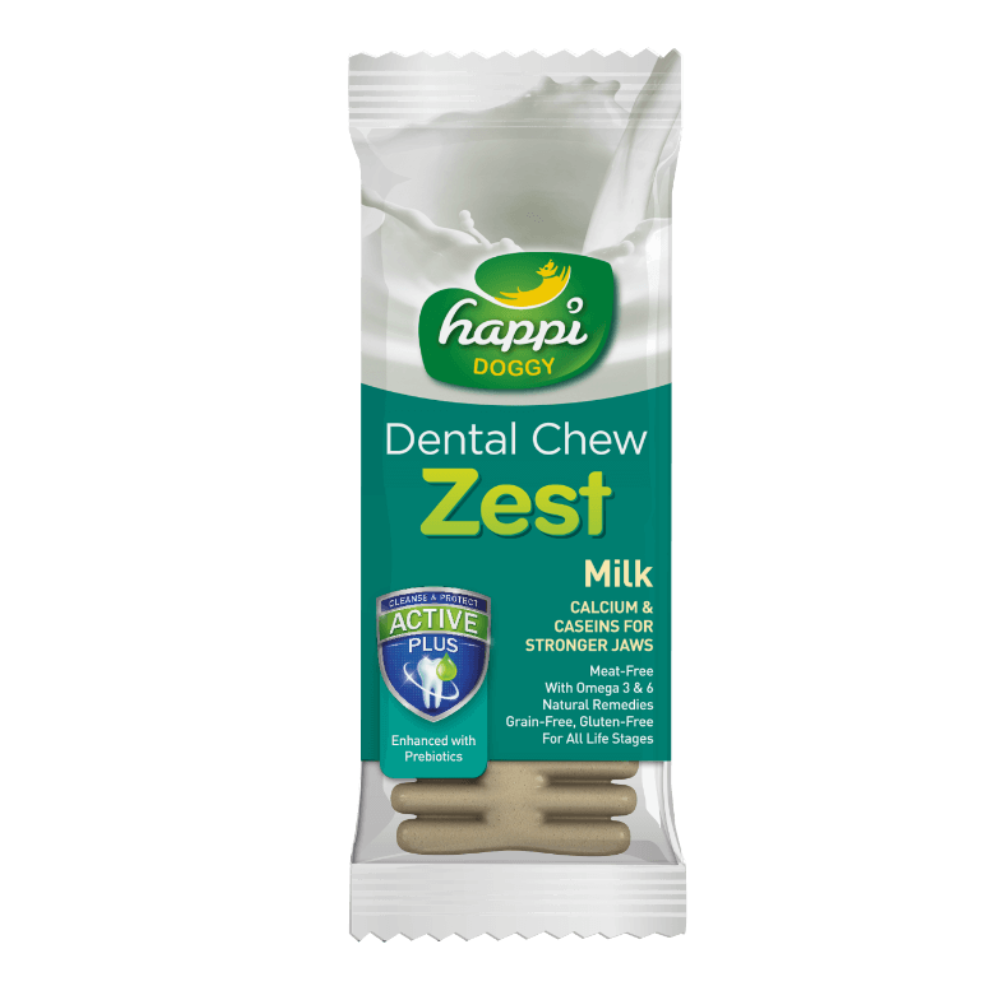 Happi Doggy Dental Chew Zest – Milk Flavor (4") Display Box of 50