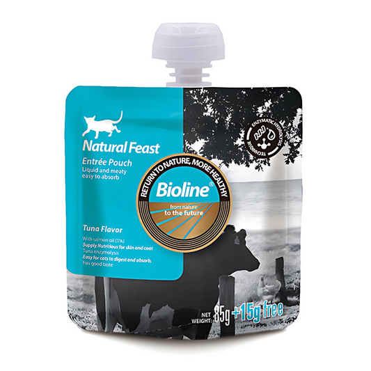 Bioline Natural Feast Tuna Pouch 85g + 15g Healthy Cat Food Pouch