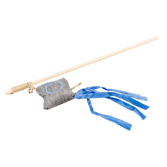 Duvo+ Eco Navy Catnip Rod Toy with Kite – 40cm Multicolour