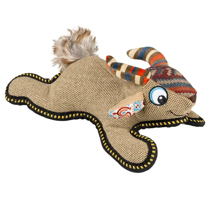 Duvo+ Canvas Goat Dog Toy – 27x15x10cm Brown Durable Plush