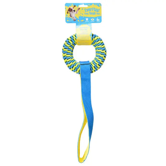 Duvo+ Supa Nylon Tug Hoop Dog Toy – 50x15cm, Blue/Yellow