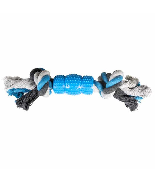 Duvo+ Tug Toy 2 Knots & Rubber – 23cm Grey/Blue