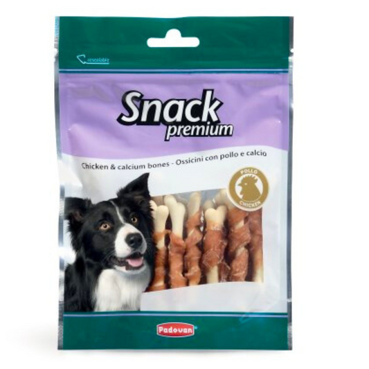 Padovan Chicken & Calcium Dog Bones – 100g Chewy Treats