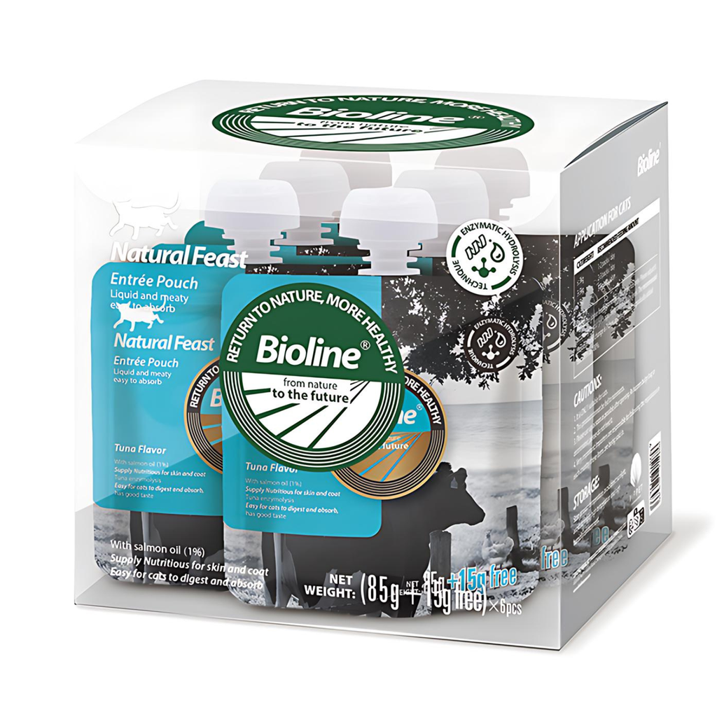 Bioline Natural Feast Tuna Pouch 85g + 15g Healthy Cat Food Pouch