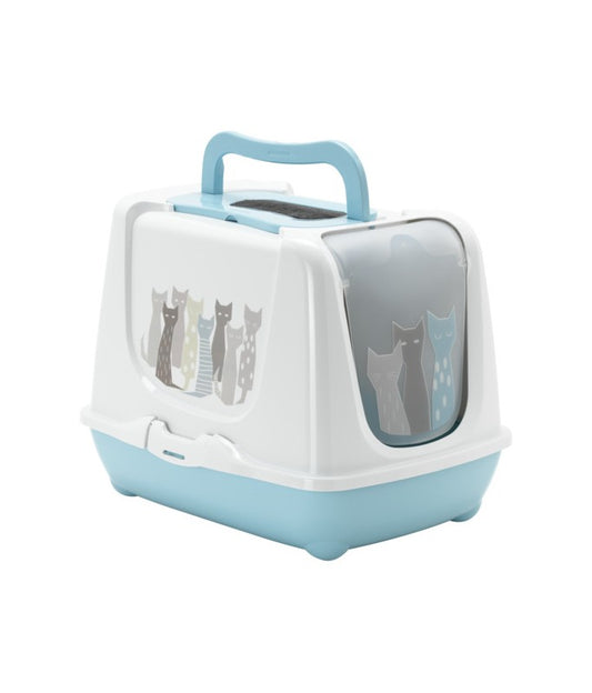 Moderna Trendy Cat Litter Box L – Light Blue Enclosed Pan