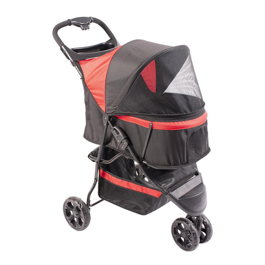 Duvo+ Pet Buggy 3-Wheeler – 79x55x99cm, Max 15kg, Black/Red