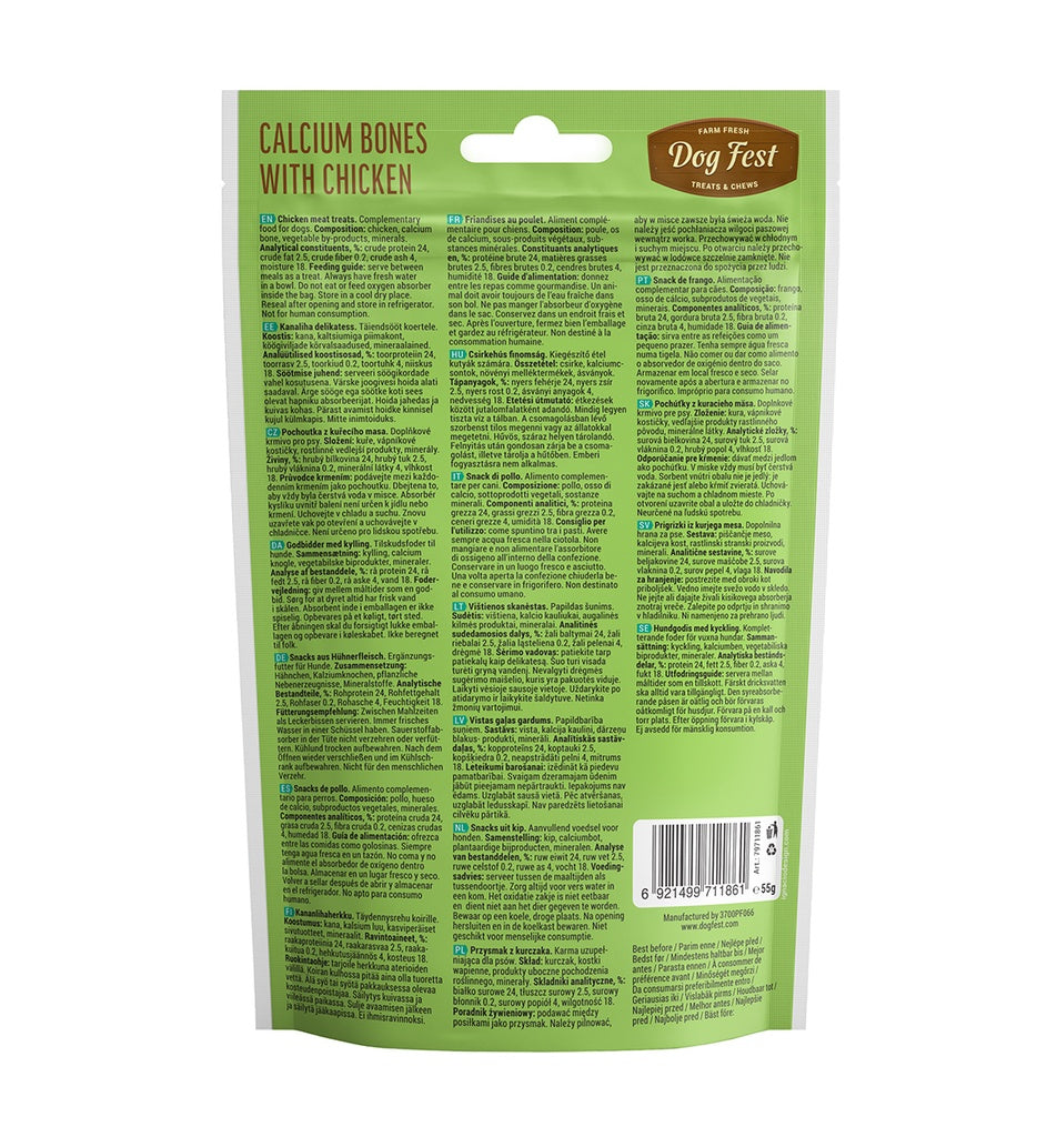 Dog Fest Calcium Bones with Chicken for Mini-Dogs - 55g (1.94 oz)