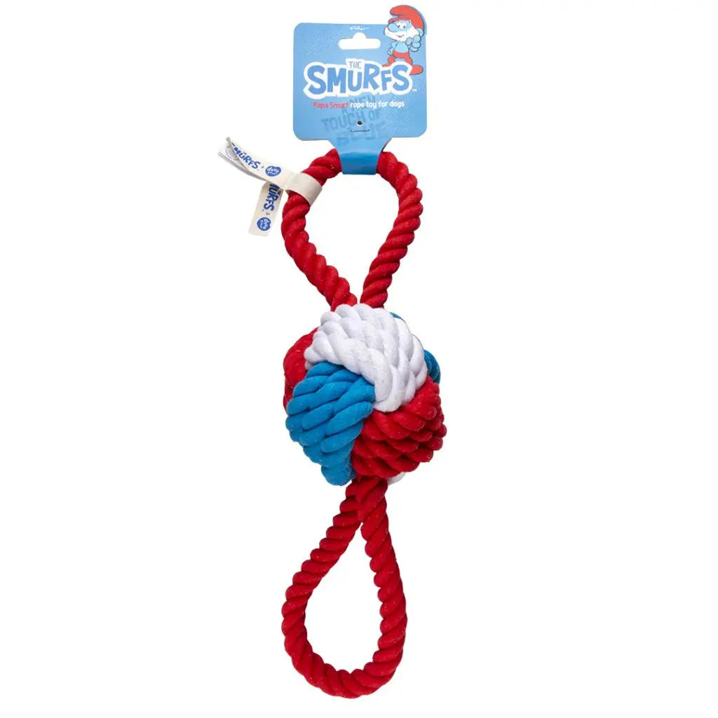 Duvo+ Papa Smurf Rope Ball Dog Toy – 42cm with 2 Loops