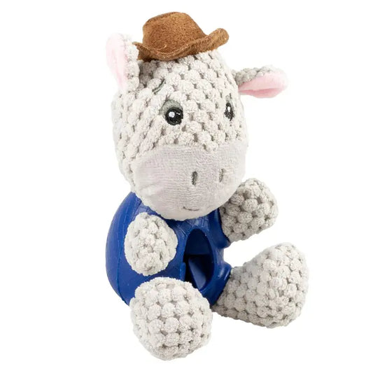 Duvo+ Plush & Rubber Donkey Treat Dispenser Toy – 17x11x10cm, Multicolor
