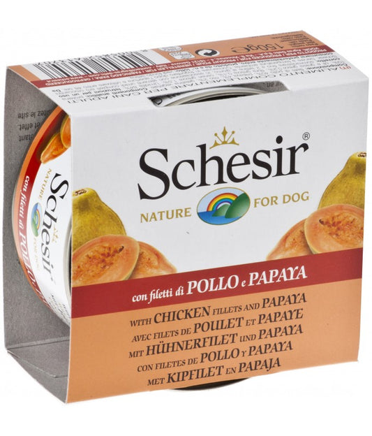 Schesir Dog Wet Food Chicken Fillets & Papaya 150G