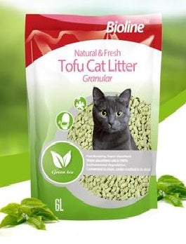 Bioline Natural & Fresh Tofu Granular Cat Litter 6L  Flushable & Odor Control
