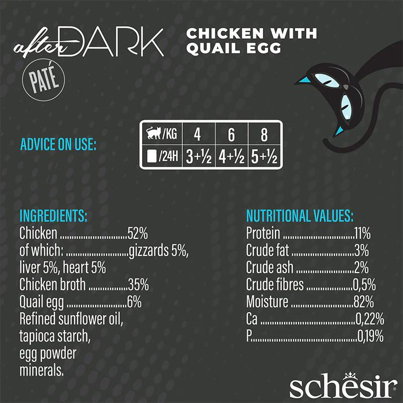 Schesir After Dark Cat Pate Chicken & Quail Egg Premium Treat 80G
