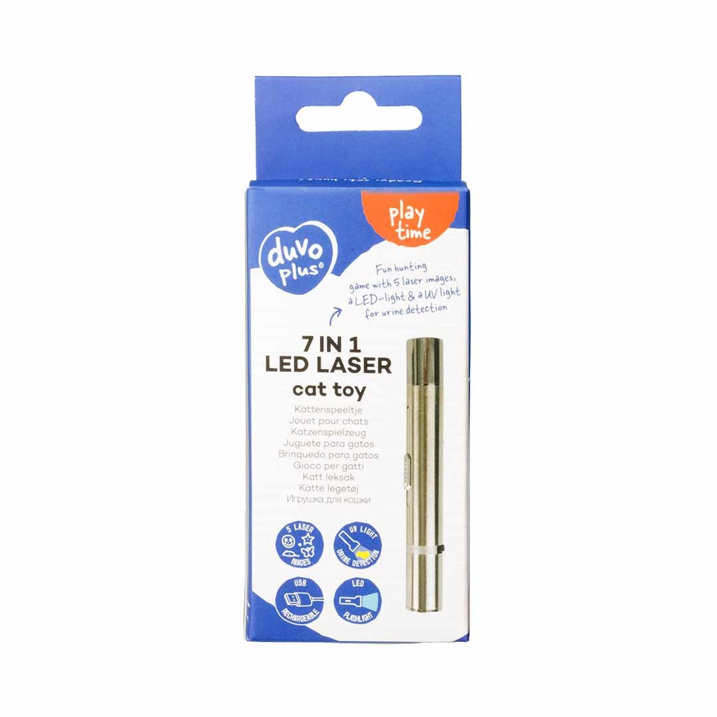 Duvo+ 7-in-1 Laser Cat Toy – Interactive Light Pointer, 11.5cm Silver