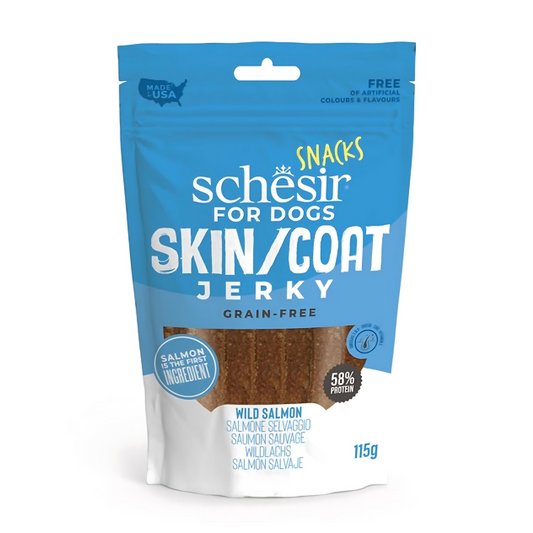 Schesir Dog Jerky Grain-Free Skin & Coat Salmon 115G