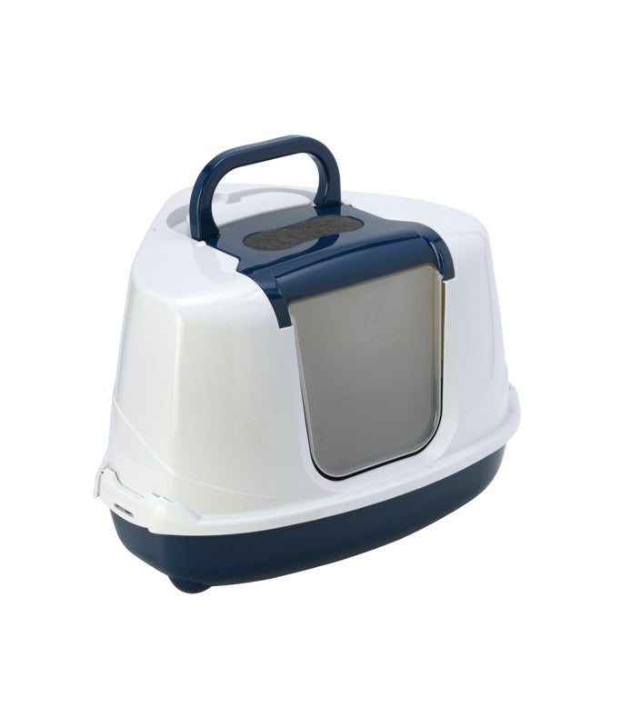 Moderna Flip Corner Litter Box (C250) – Blue – Space-Saving Hooded Cat Litter Tray