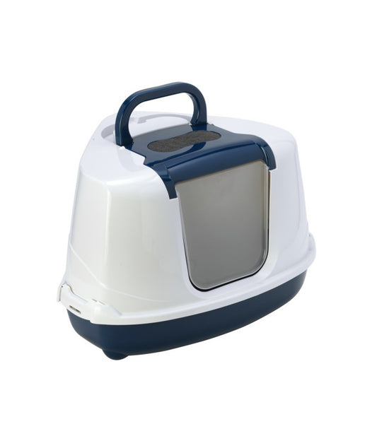 Moderna Flip Corner Litter Box (C250) – Blue – Space-Saving Hooded Cat Litter Tray
