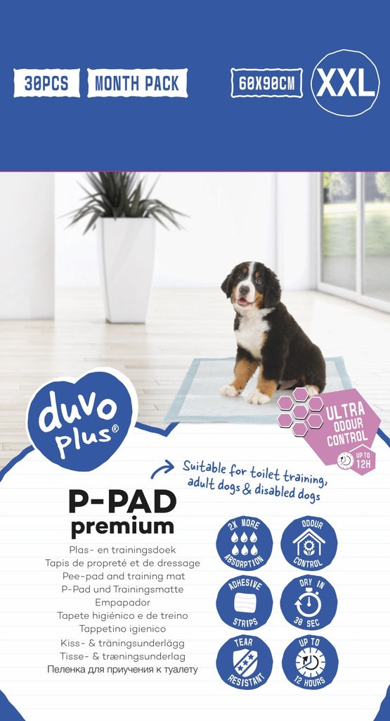 Duvo+ Pet Pads Premium XXL – 60x90cm, Odour Control, 30pcs