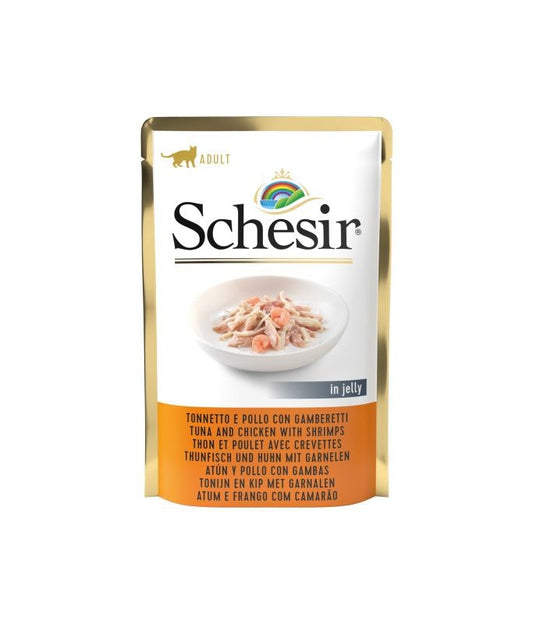 Schesir Cat Pouch Tuna Chicken & Shrimps Wet food 85G