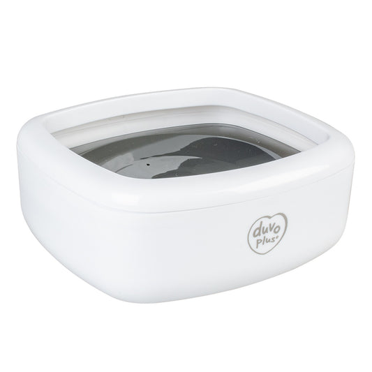 Duvo+ Splash-Proof Square Drinking Bowl 1500ml – White/Grey
