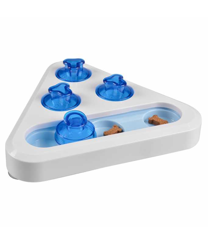 Duvo+ Seek N Snack Puzzle Feeder – Triangle, 24x24x5.5cm, Blue/White