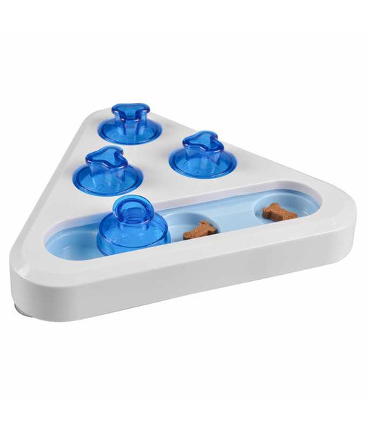 Duvo+ Seek N Snack Puzzle Feeder – Triangle, 24x24x5.5cm, Blue/White