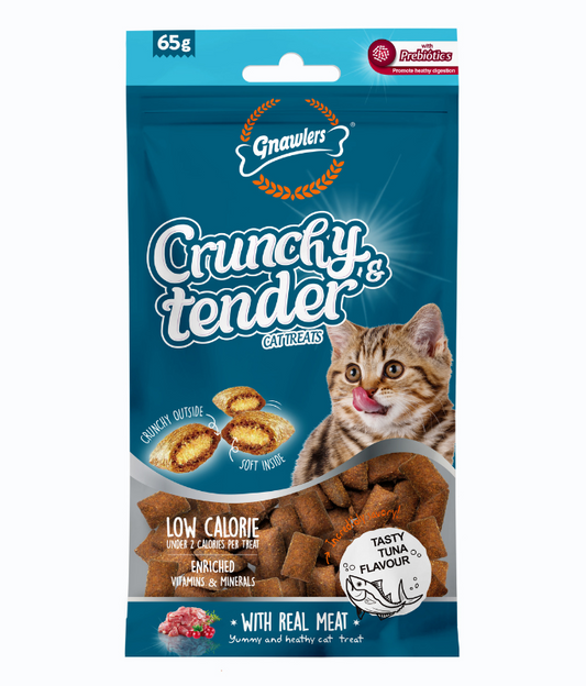 Gnawlers Crunchy & Tender Cat Treats – Tuna Flavor 65g
