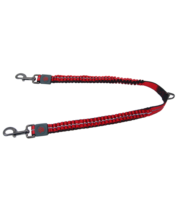 Doco Vario Bungee Coupler Nylon Dog Leash with Bungee Cord - Red, Size M