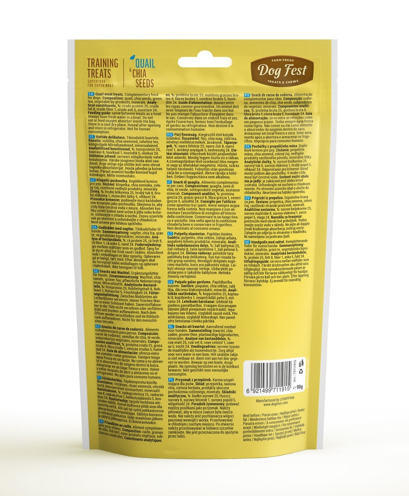 Dog Fest Training Treats Quail & Chia Seeds – 90g
