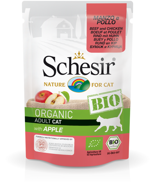 Schesir Bio Cat Wet Food Beef & Chicken with Apple 85G