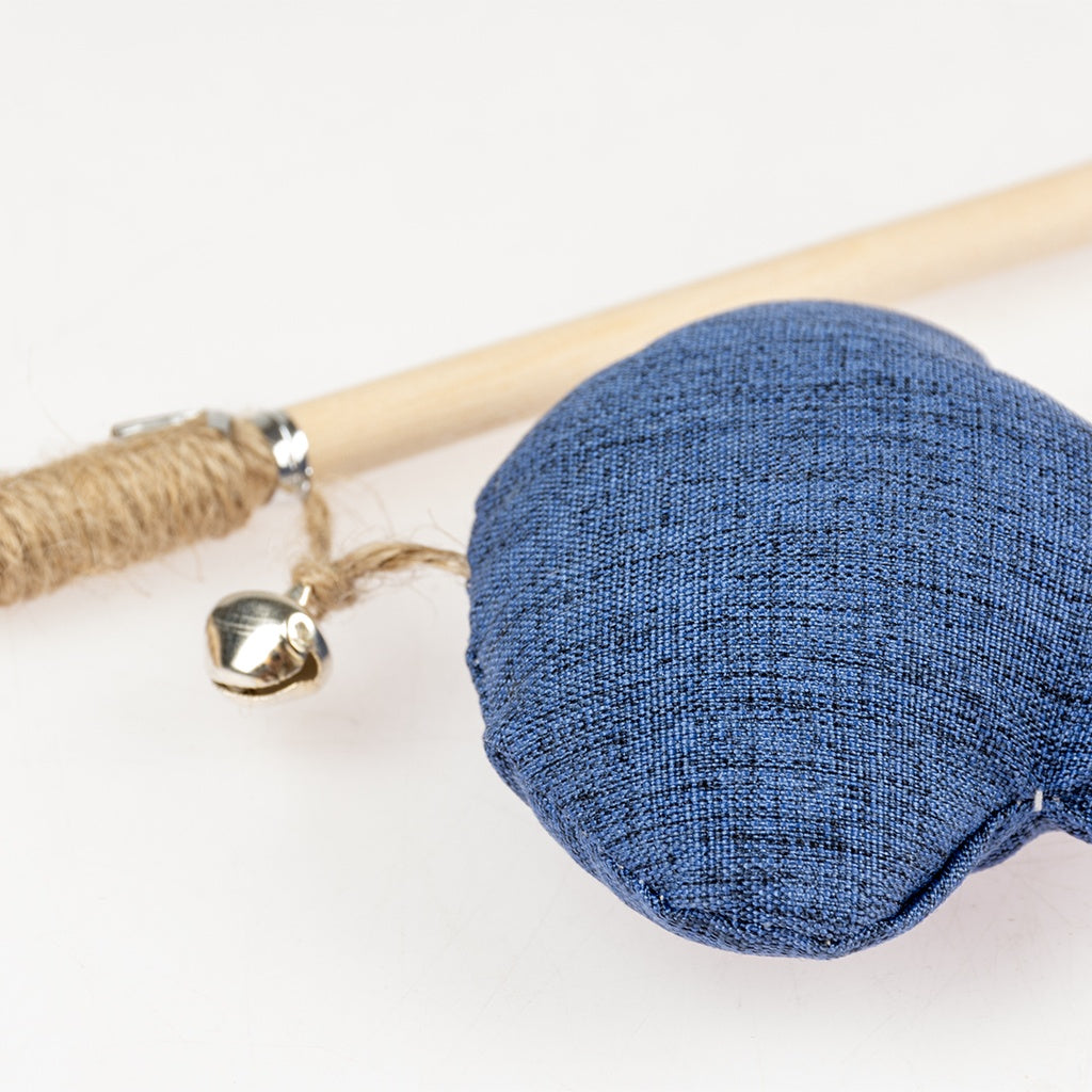 Duvo+ Eco Navy Catnip Rod Toy Octopus – 40cm Multicolour