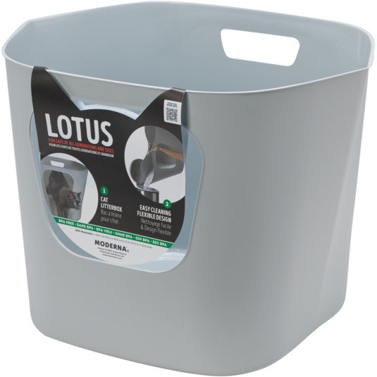 Moderna Lotus Cat Litter Box – Grey – 54.4 x 43.9 x 40.5 cm – Covered Litter Tray with Filter