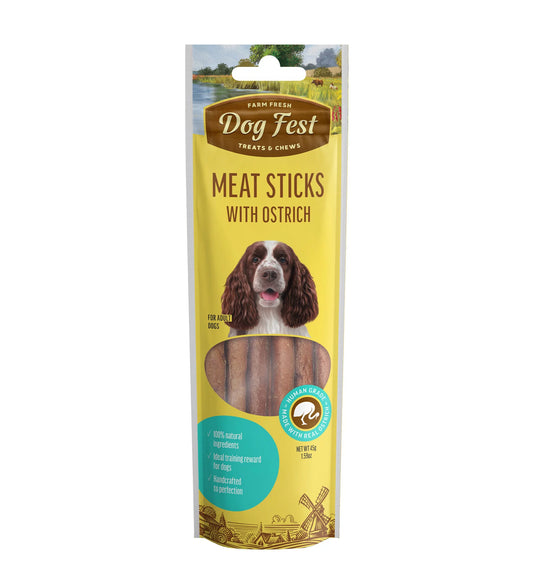 Dog Fest Meat Sticks with Ostrich for Adult Dogs - 45g