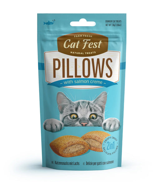 Cat Fest Pillows with Salmon Cream – 30g Omega-Rich Cat Snacks