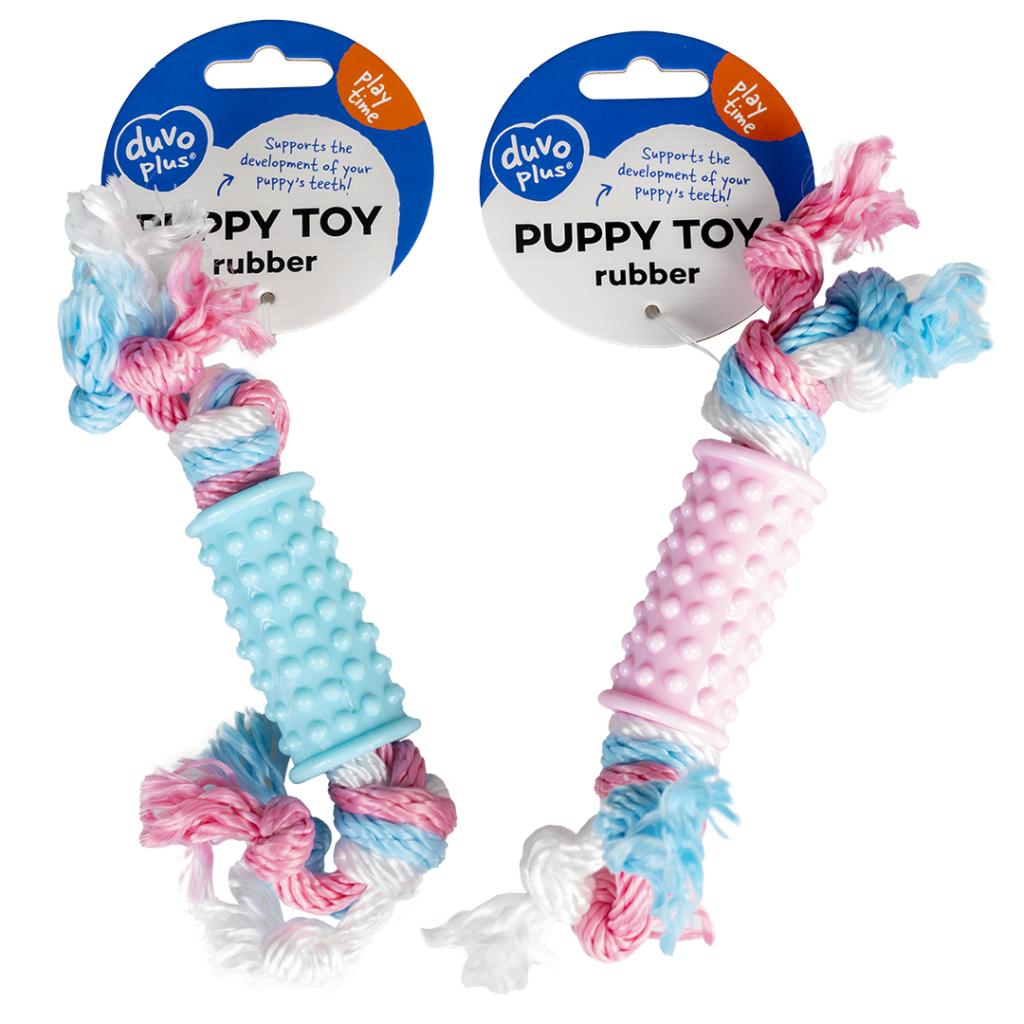 Duvo+ Puppy TPR Stick Dog Toy with Nylon Rope – 20cm