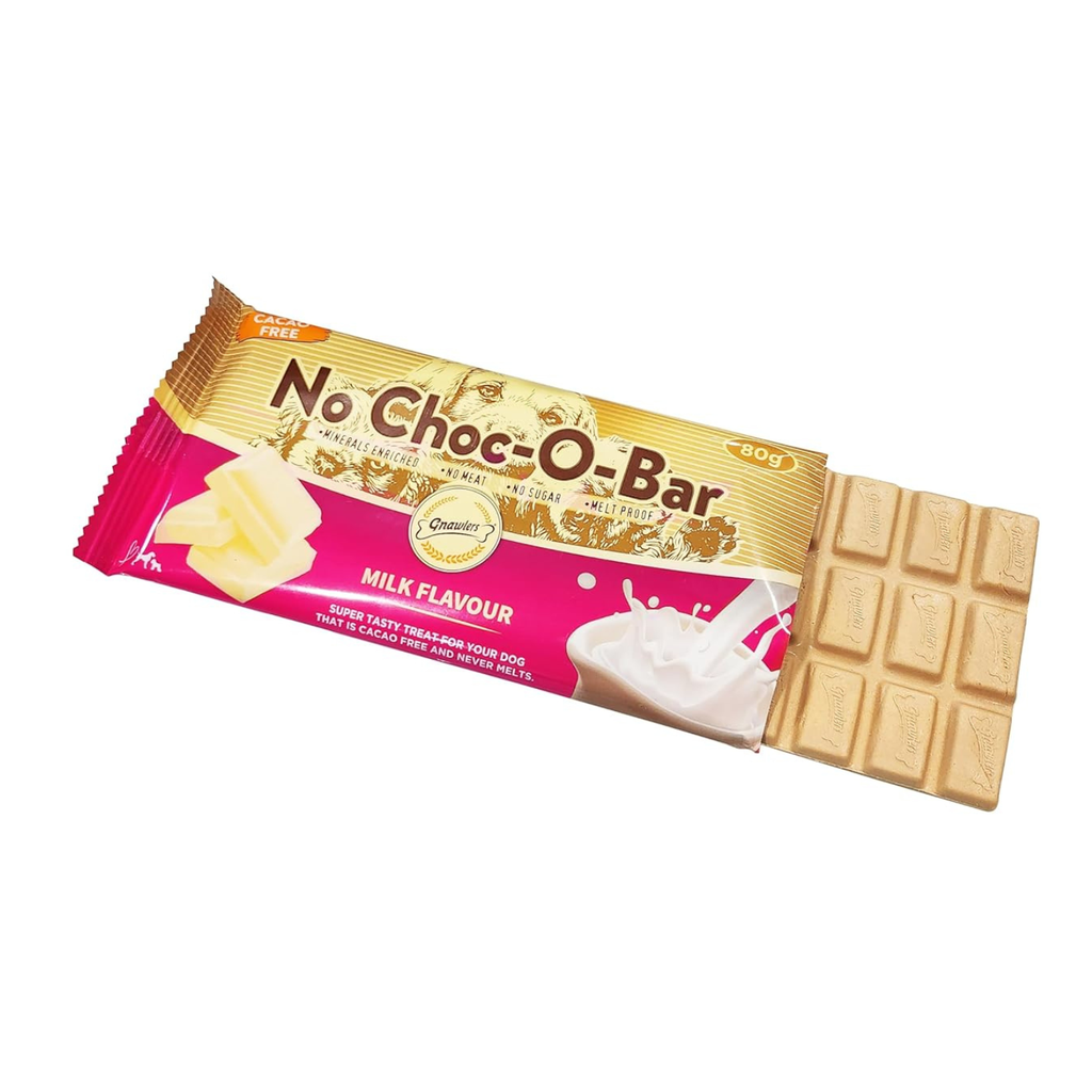 Gnawlers No Choc-O-Bar – Milk Flavor Dog Treat 80g (Cacao-Free)