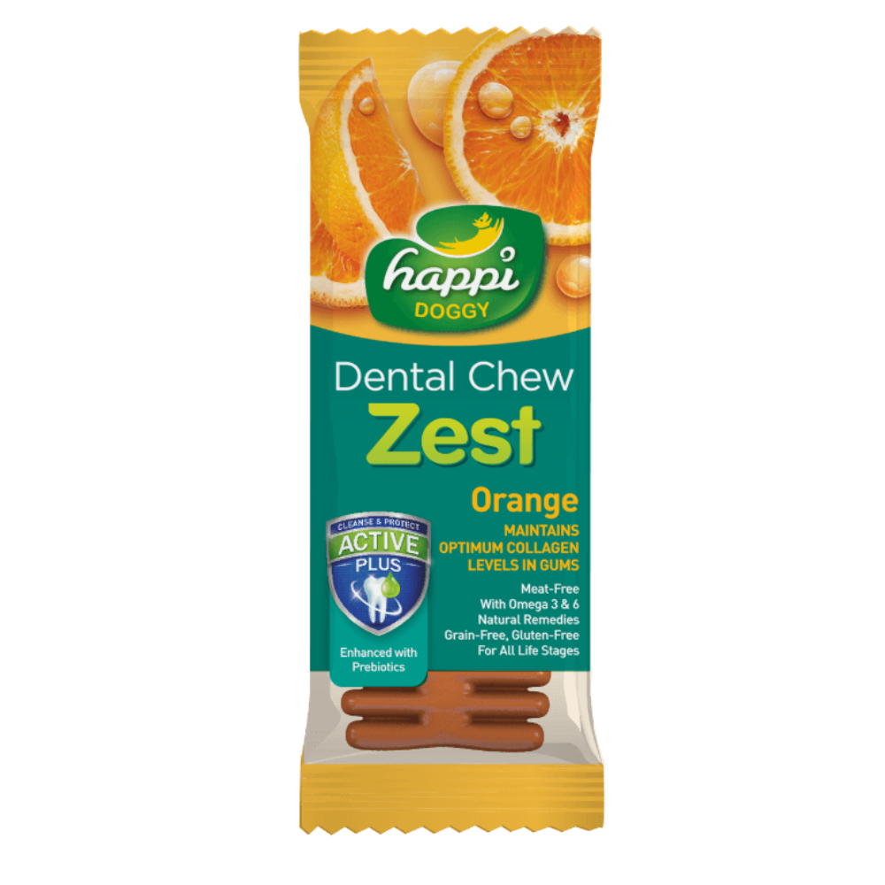 Happi Doggy Dental Chew Zest – Orange Flavor (4") Display Box of 50