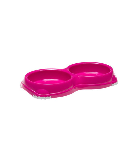 Moderna Double Smarty Cat Bowl – Pink – Size XS – Compact Double Bowl Feeder