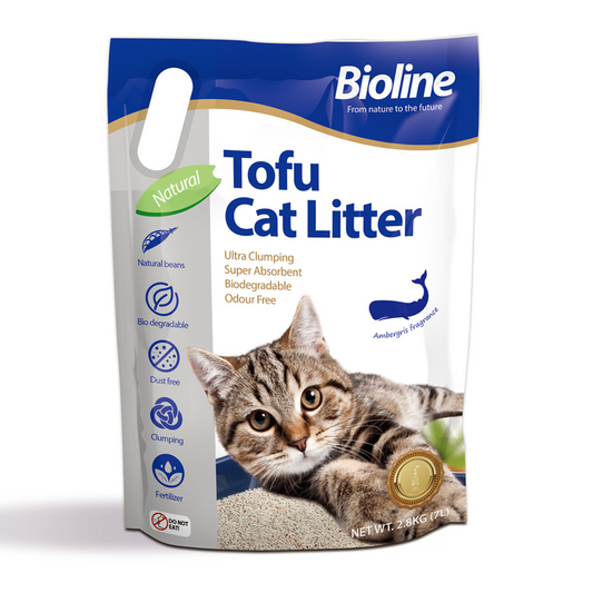 Bioline Tofu Cat Litter 7L Ambergris Scented Clumping Litter