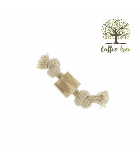 Imac Rope & Coffee Wood Dog Toy – 2 Knot, Small, 50g, 20cm